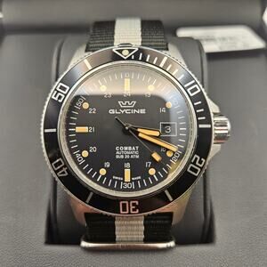 GLYCINE GL0083 SUB 42MM AUTOMATIC WATCH SCUFF FACE BEZEL WONT TURN